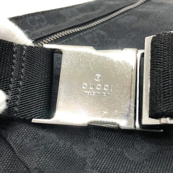 Auth GUCCI 28566 GG body bag Belt bag Waist Pouch Black/SilverHardware main image 8